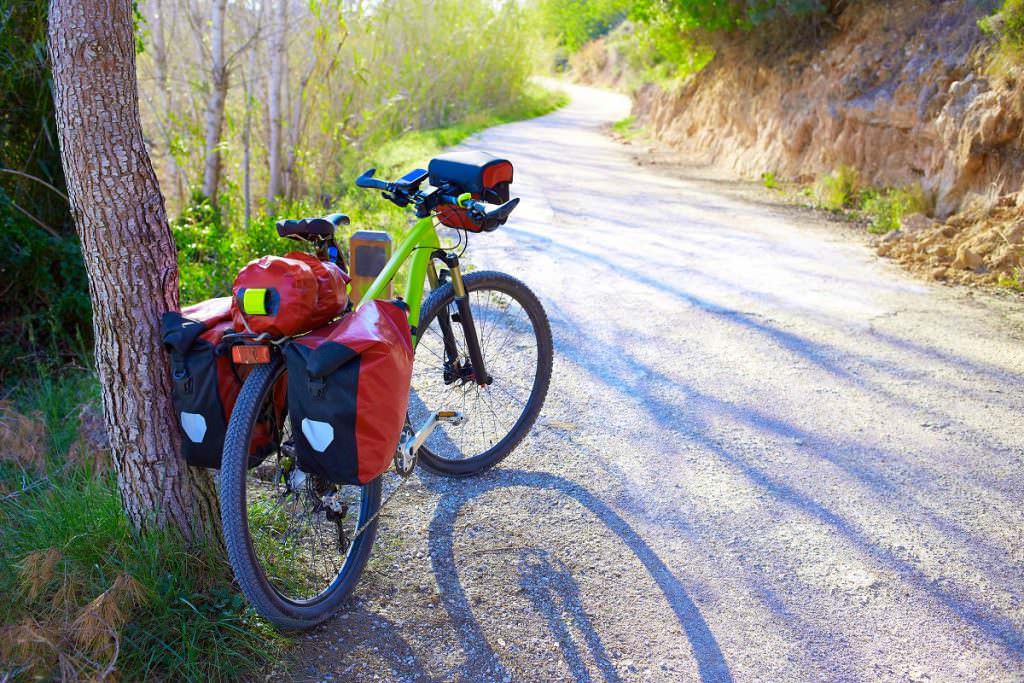 Mountain bike loaded with bags