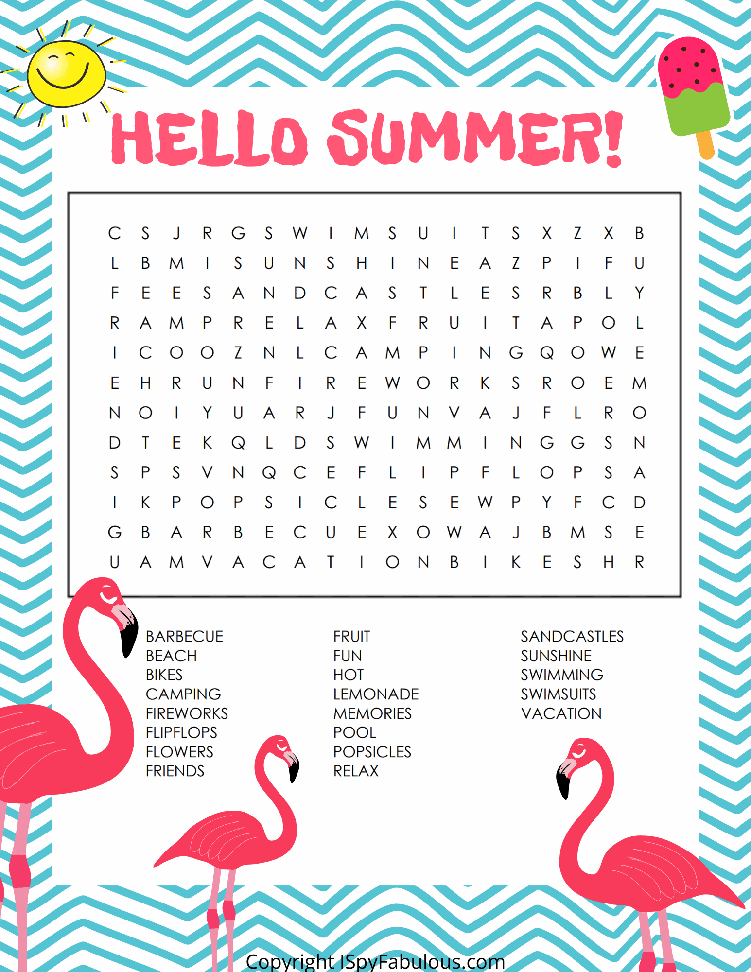 Summer Word Search Printable