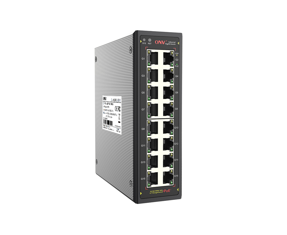 Gigabit 16-port L2+ managed industrial PoE switch