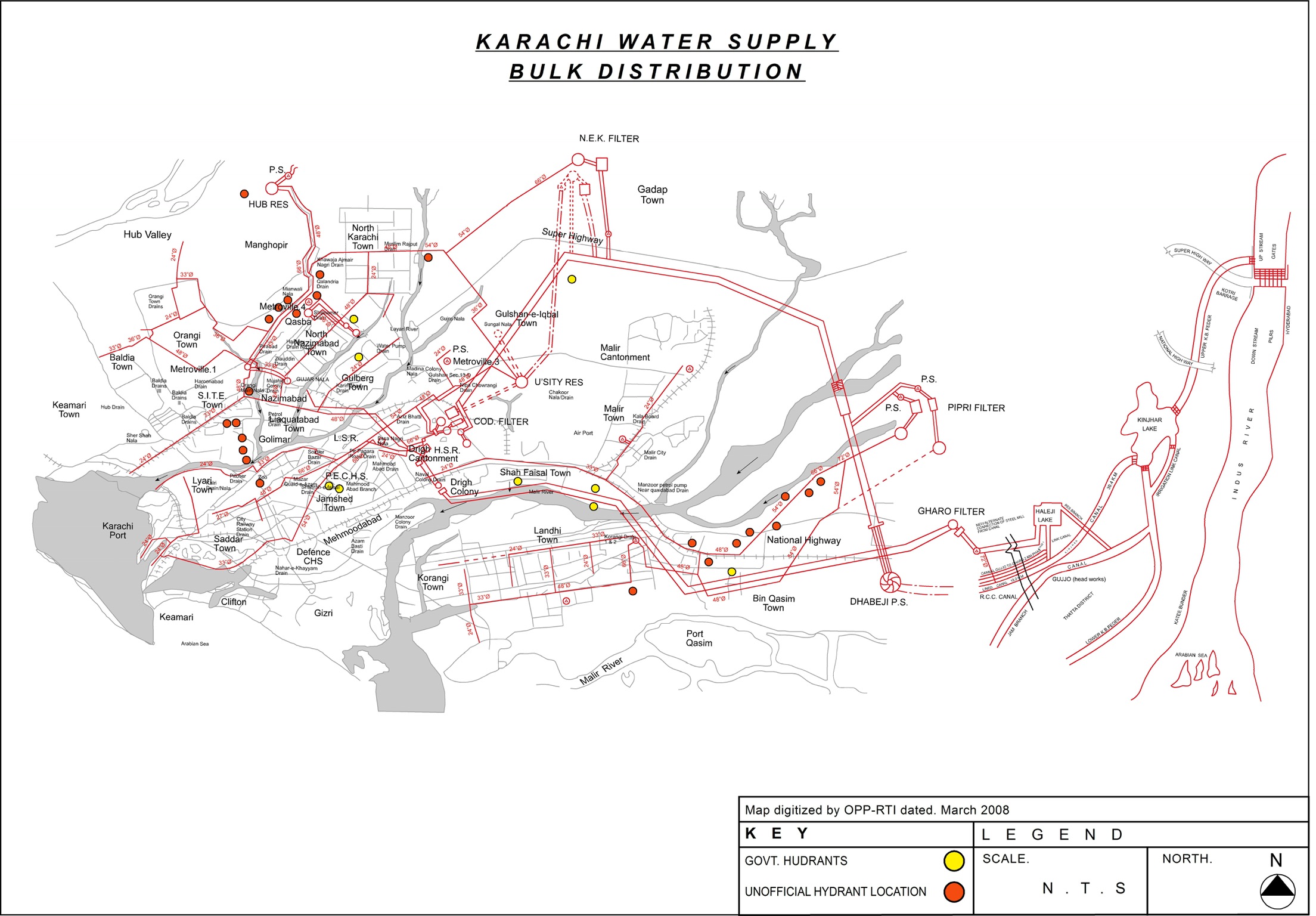 MAP OF KARACHI WATER SUPPLY – Orangi Pilot Project – Research and ...