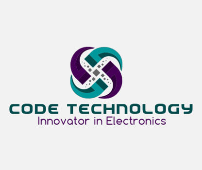 Logo for Code Technology. The logo features an abstract design with teal and purple geometric shapes forming a knot.