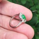 Vintage! Green Jadeite Palladium Diamond Ring GL