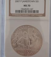 2007 P JAMESTOWN Silver Dollar MS 70 