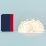 Classic Lumio Fabric Book Light - Navy / Red Spine