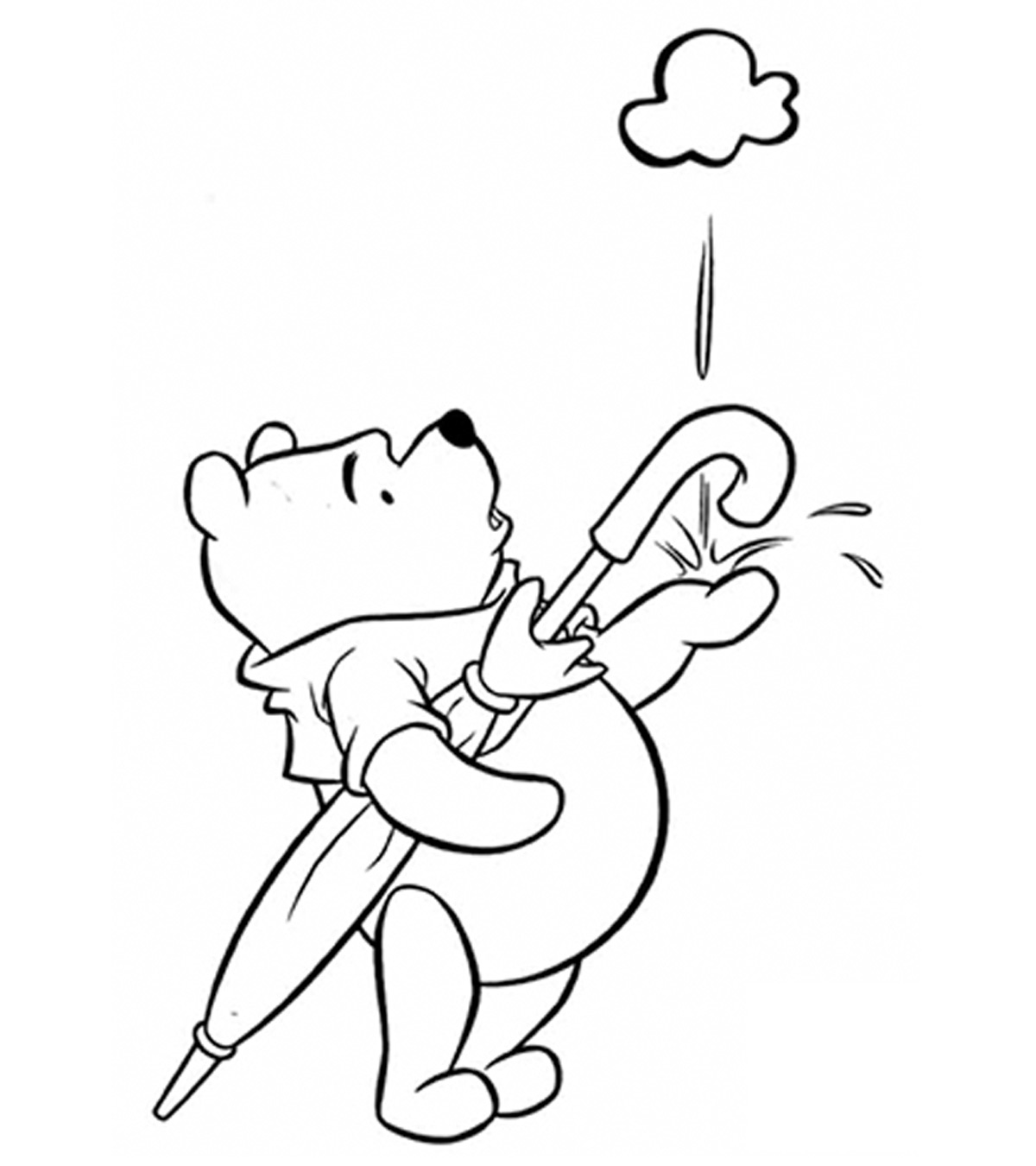 Black outline Pooh bear coloring page