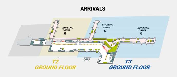 malaga airport arrivals map