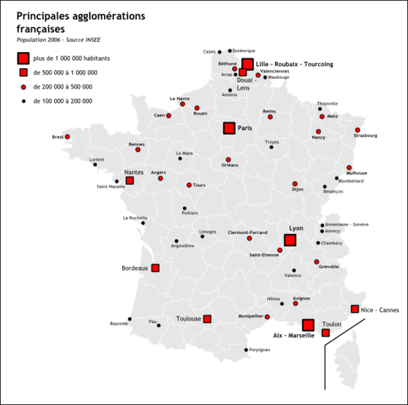 Map of France cities