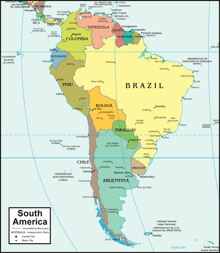 El Mapa De Sudamerica