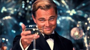 Create meme: Leonardo DiCaprio with a glass of, Leonardo DiCaprio the great Gatsby, DiCaprio with a glass in good quality