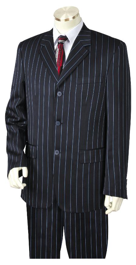 1920s Mens Suits | Gatsby, Gangster, Peaky Blinders 3 Button Suit Wide Leg Pants Wool feel Navy Blue Trousers Suit Jacket $185.00 AT vintagedancer.com