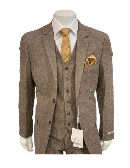 1920s Mens Suits | Gatsby, Gangster, Peaky Blinders Tweed Herringbone Brown  Coffee Herringbone 2 Button Slim Fitted Tapered  Suit Ves $149.00 AT vintagedancer.com