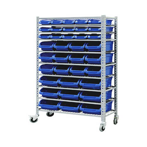 Mobile Storage Bin Rack With 36 Bins