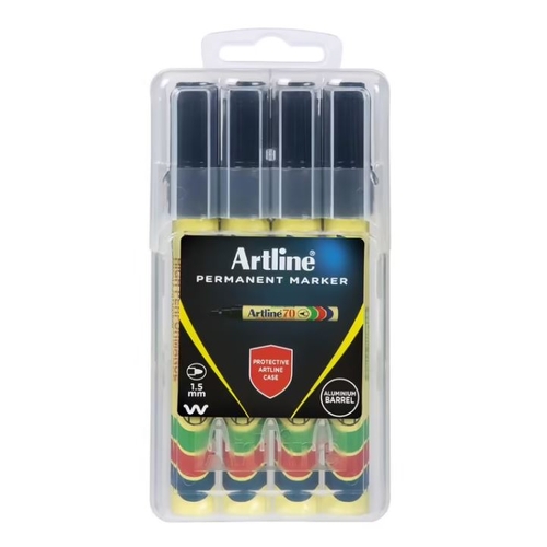 Artline 70 Permanent Markers Black 4Pk