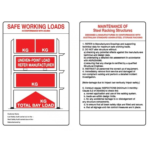 Pallet Racking Loading Sign