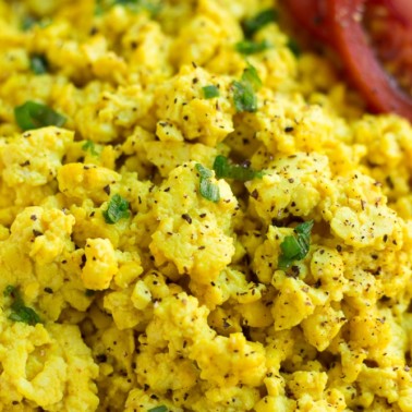 close up of tofu scramble