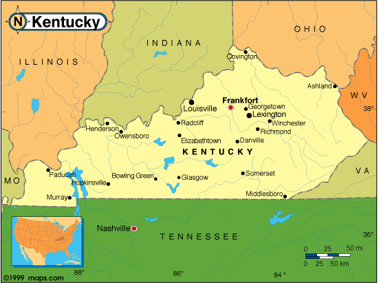 State Map Of Kentucky With Cities - World Map