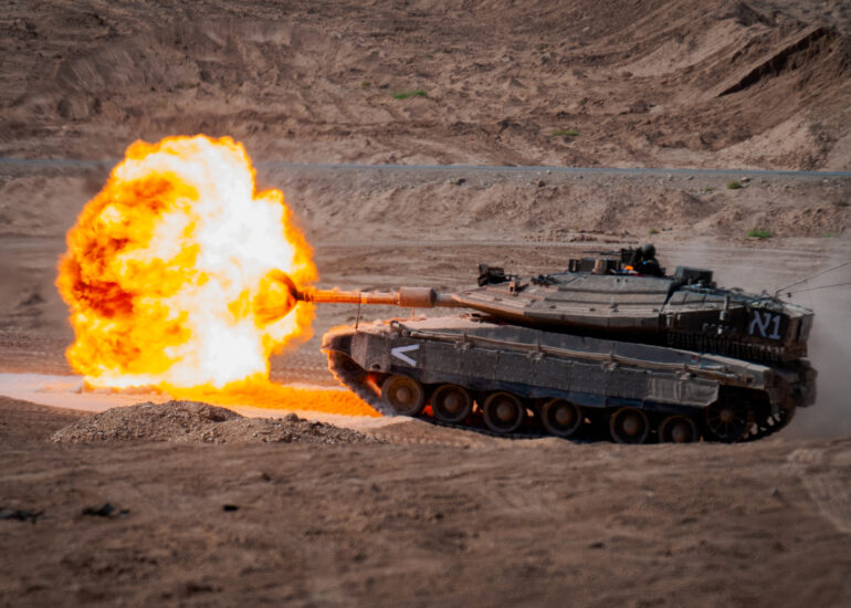 IDF Merkava Merk IV Tank Fire