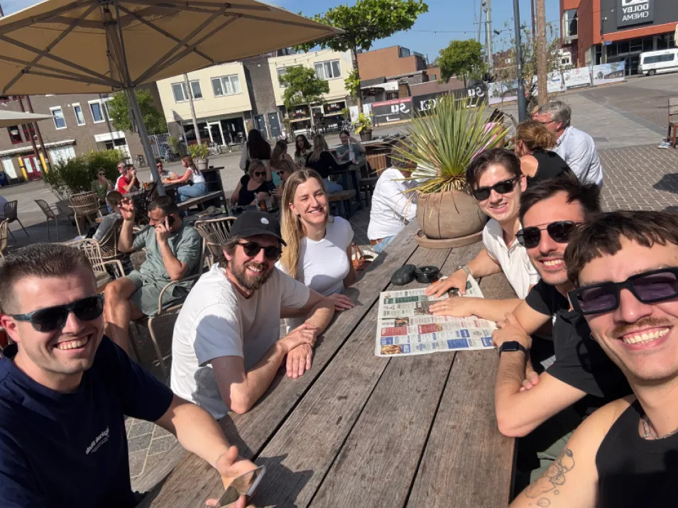 Team drinks in the sun