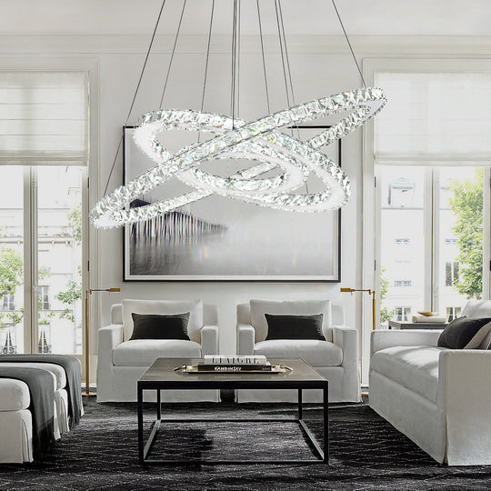 Nebula Design Three Ring Crystal Pendant Light - Living Room