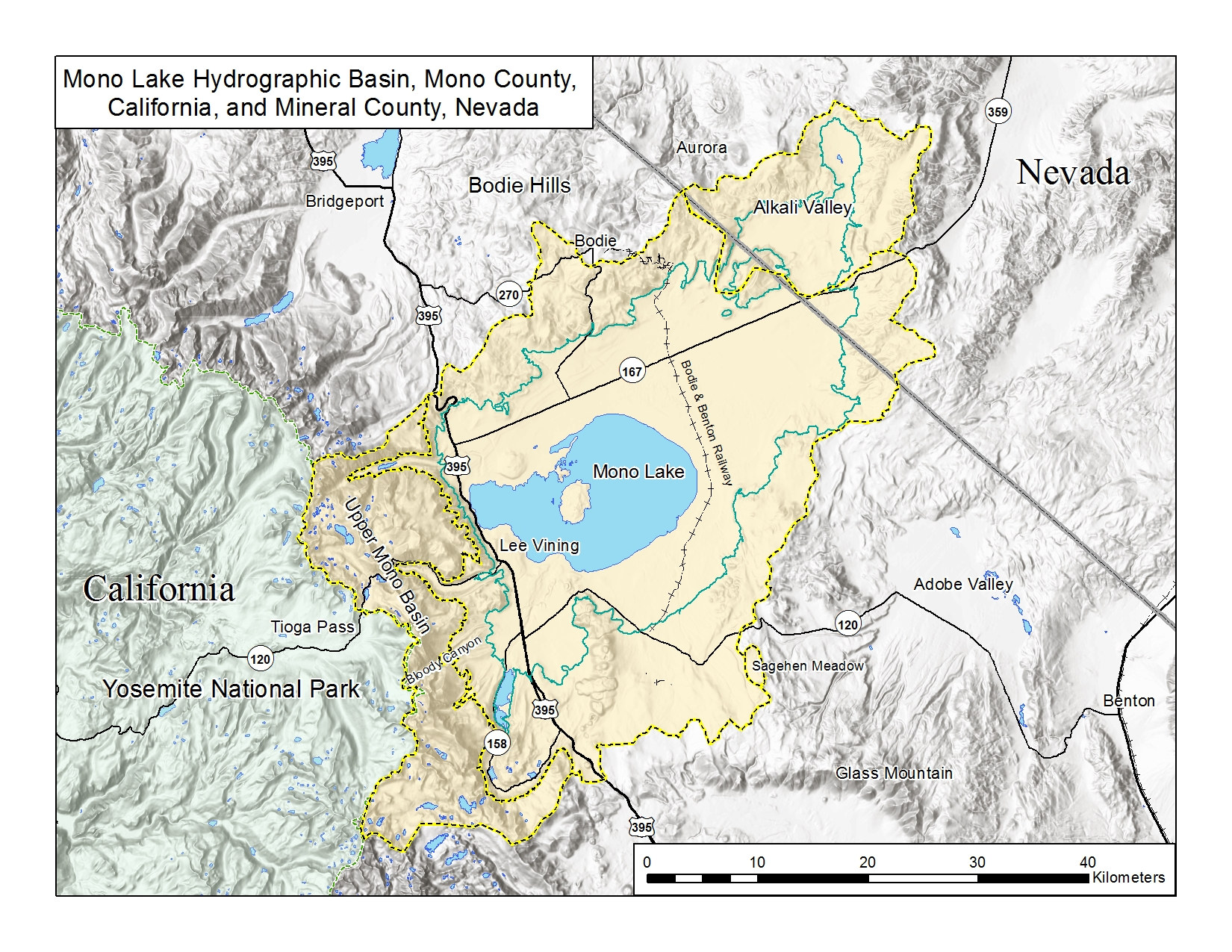 Map, Mono Lake basin, Mono County, California