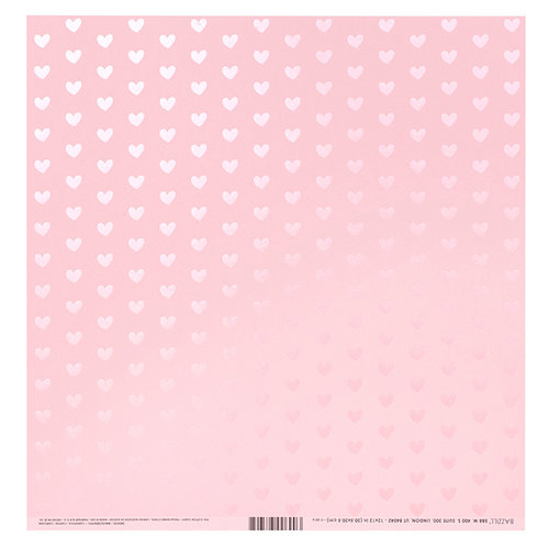 Bazzill Basics - 12 x 12 Cardstock - Trends - Heart Foil Accents - Cotton Candy