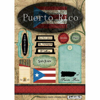 Scrapbook Customs - World Collection - Cardstock Stickers - Puerto Rico Travel