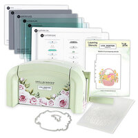 Spellbinders - Lisa Horton - Sage Green Platinum 6 Die Cutting Machine - Basket of Love Stencils Bundle