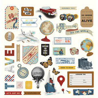 PhotoPlay - Here and There Collection - 12 x 12 Cardstock Stickers - Elements