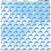 Ella and Viv Paper Company - Watercolor Beach Collection - 12 x 12 Paper - Watercolor Dolphins