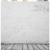 Ella and Viv Paper Company - Brick Backgrounds Collection - 12 x 12 Paper - White Brick Background