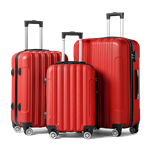 Set of (3) Modern Suitcases - Red