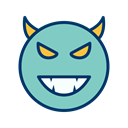 Face, smiley, Emoticon, Devil MediumAquamarine icon