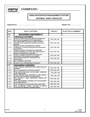 Iso 9001 Checklist Excel Template