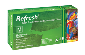 Aurelia Refresh MINT Latex Exam Gloves Powder Free 100/box 