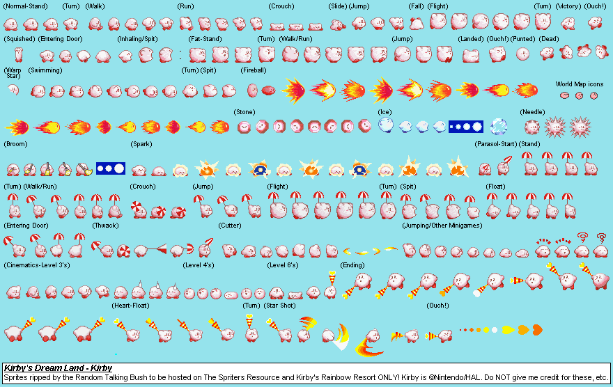 Kirby Dreamland Sprites