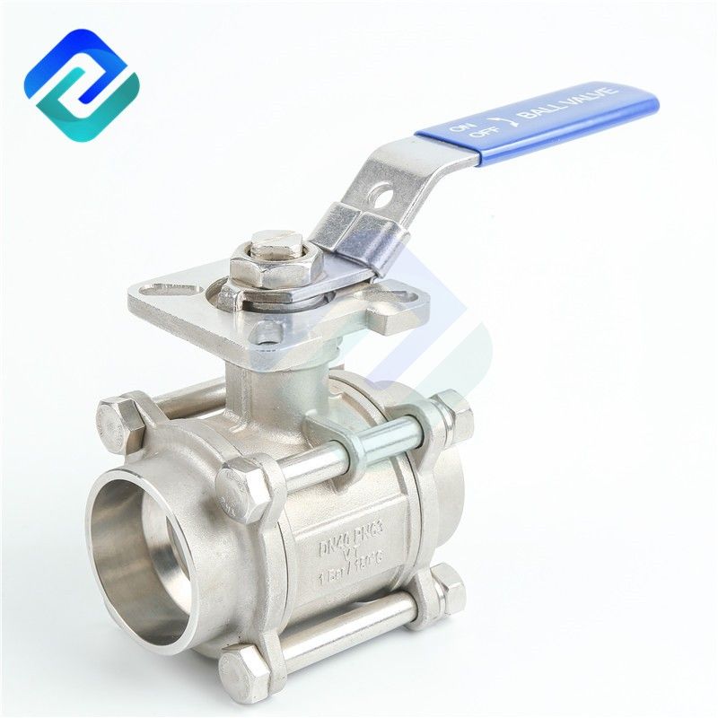 1/4 to 4 inch 3 piece ball valve stainless steel 304 316 butt welding connector with mounting pad China manufacturer