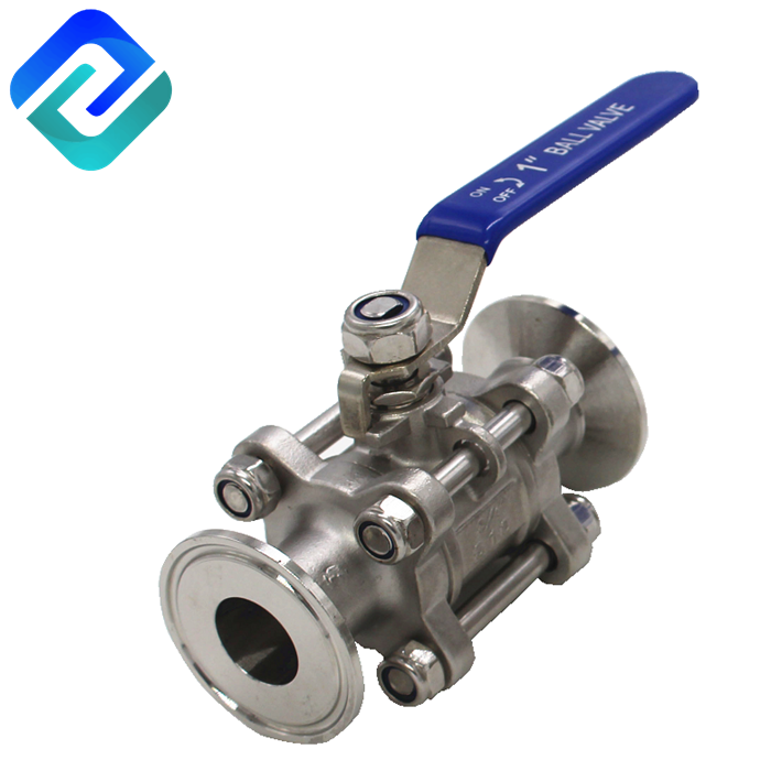 3 PC manual sanitary stainless steel clamp ball valve 1000PSI