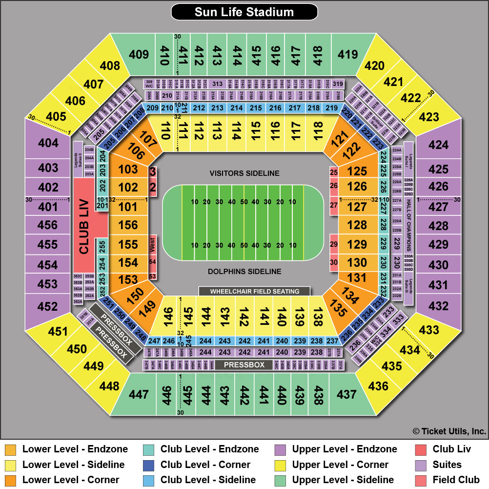 Miami Dolphins Stadium Seating Chart Hard Rock Stadium Seating Chart ...