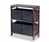 View a large image of the Winsome Wood Capri Extra-Wide 2-Tier Shelf with Black Baskets 92261 here.