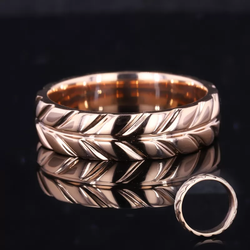 14K Rose Gold Braided Center Band Ring