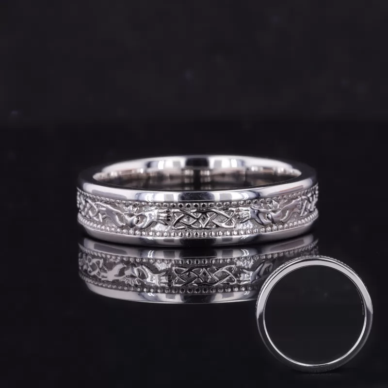 18K White Gold Vintage Script Ring