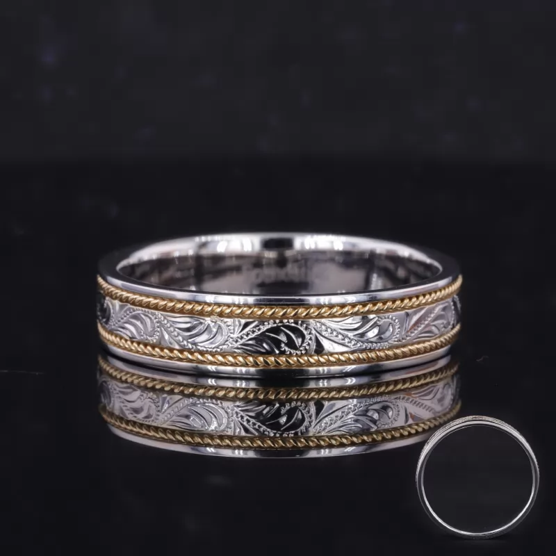 14K White Gold Vintage Script Ring