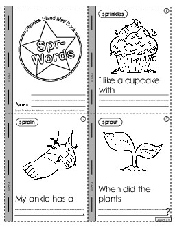 Mini-Book (Spr- Words) Free Phonics Blends Worksheet