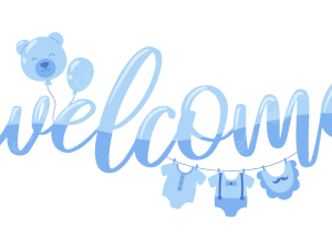 welcome sign, baby shower decoration, blue theme, nursery decor, Welcome PNG