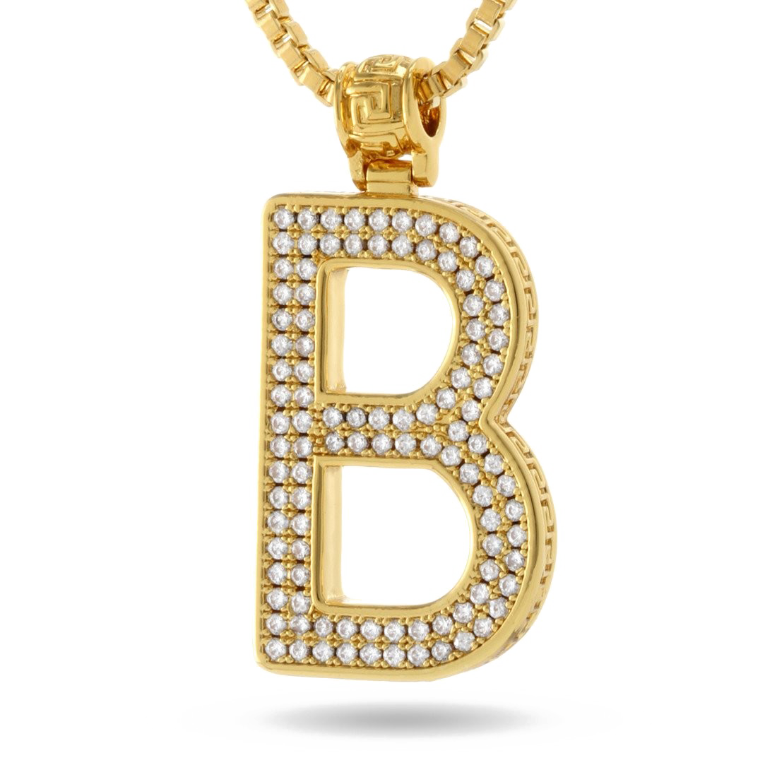 gold letter pendant, diamond-studded jewelry, initial necklace, personalized accessories, B Letter PNG