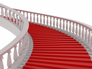 curved staircase, red carpet stairs, elegant railings, architectural design, Stairs PNG