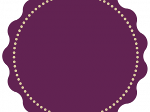 purple badge, decorative label, scalloped design, circular emblem, Shape PNG