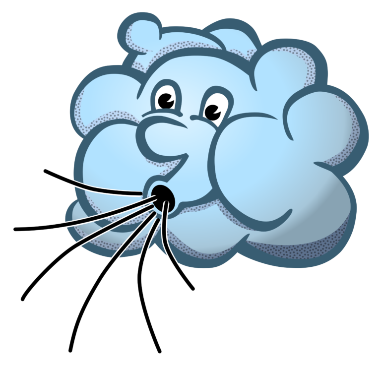 cloud character, cartoon cloud, wind illustration, whimsical weather, Wind PNG