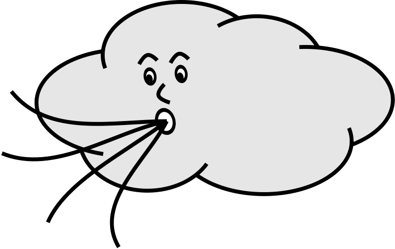 cloud illustration, wind blowing, cartoon character, weather symbol, Wind PNG