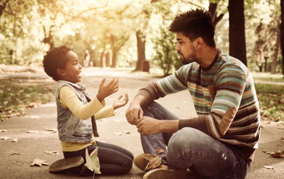 dad with child outside